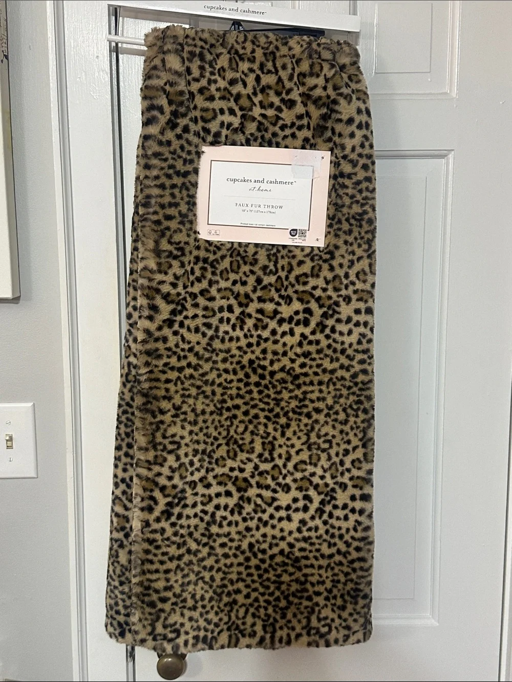 Cupcake and cashmere leopard print faux fur throw